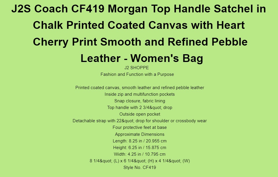 Coach CF419 Morgan Top Handle Satchel With Heart Cherry Print In