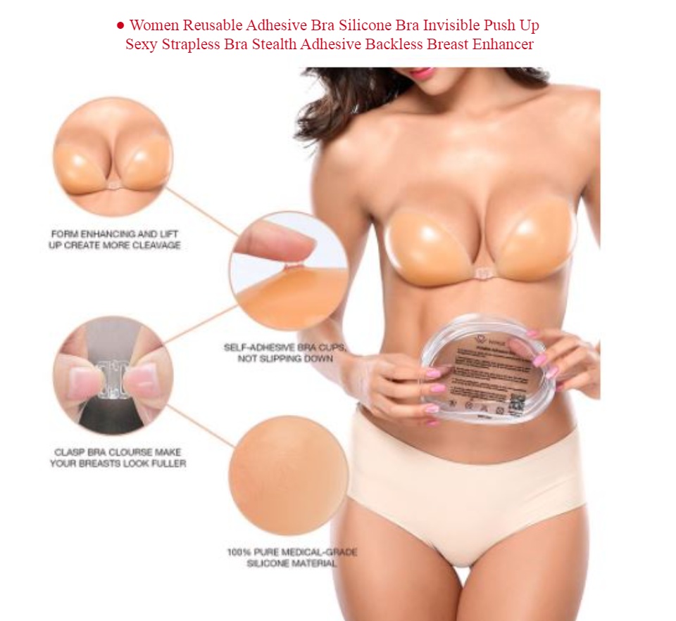 Women Reusable Adhesive Bra Silicone Bra Invisible Push Up Sexy Strapless  Bra Stealth Adhesive Backless Breast Enhancer
