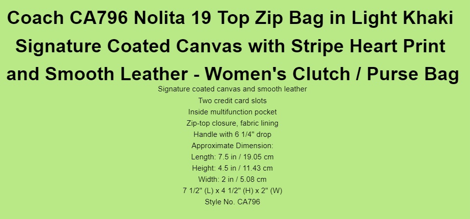 Coach Nolita 19 in Signature Canvas with Stripe Heart Print, Brown, One Size