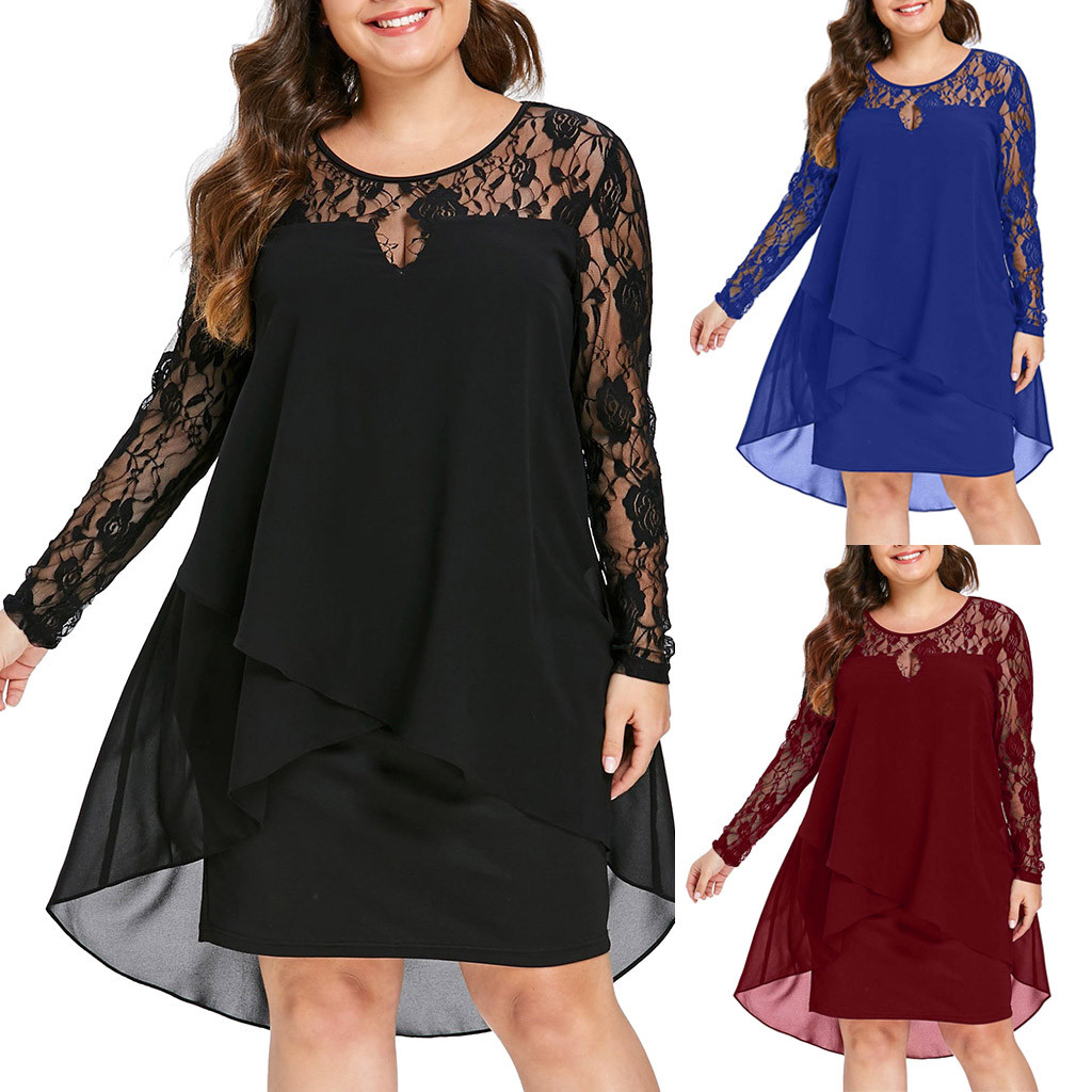 plus size sheer lace dress