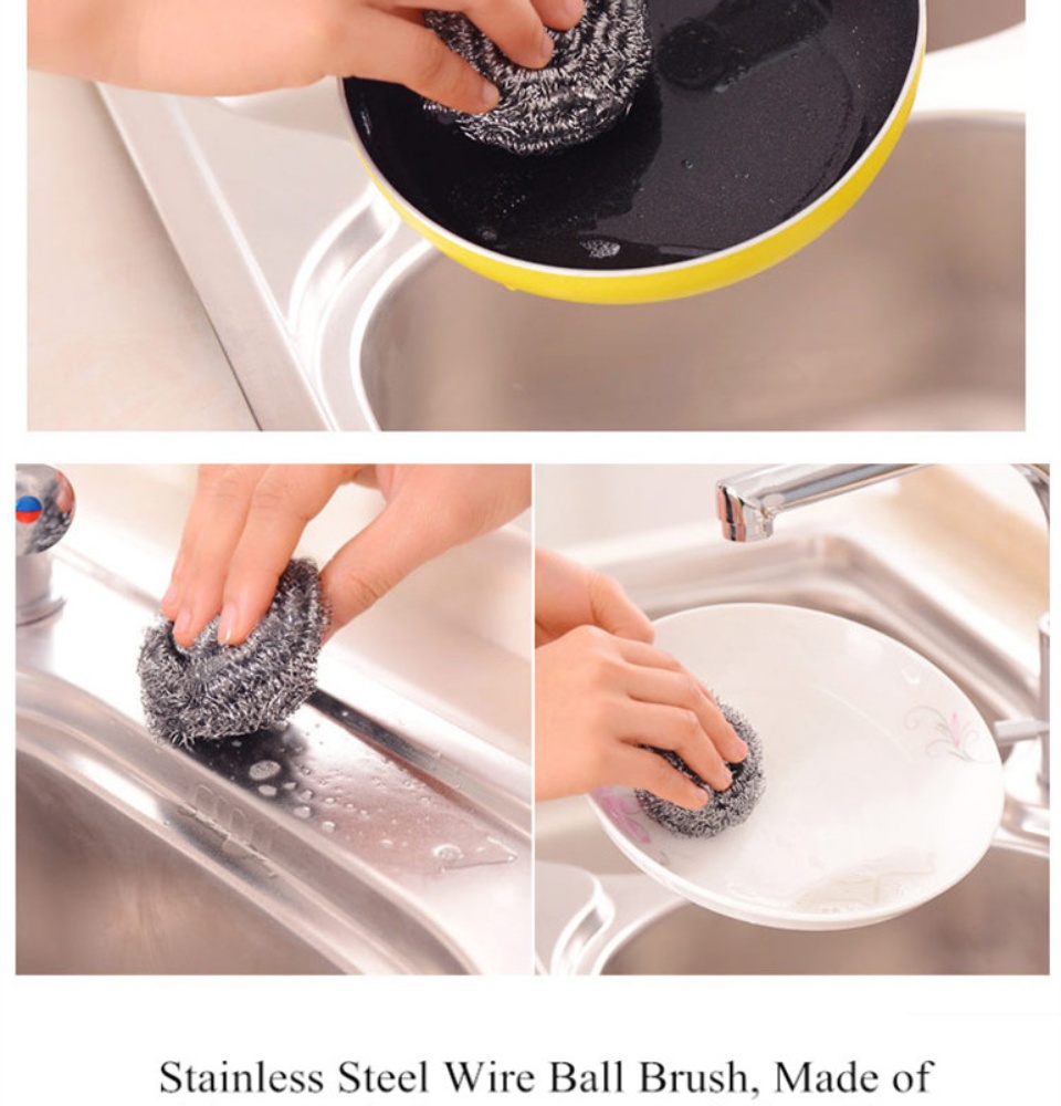 Candy Online 3 In 1 Decontamination Sponge Cleaning Wipe And Stainless  Steel Wire Ball Brush Kitchen Dishwashing Tools