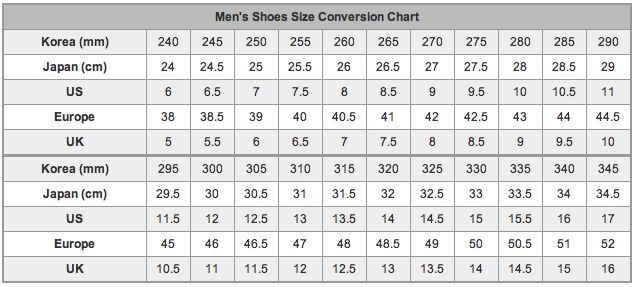 Ua Shoes Size Chart