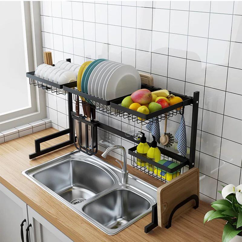 Dish Drying Rack Over Sink Kitchen Supplies Storage Shelf