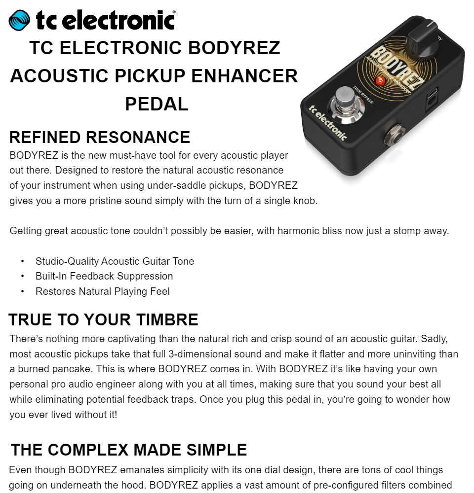 TC Electronic Bodyrez Acoustic Pickup Enhancer Pedal | Lazada PH