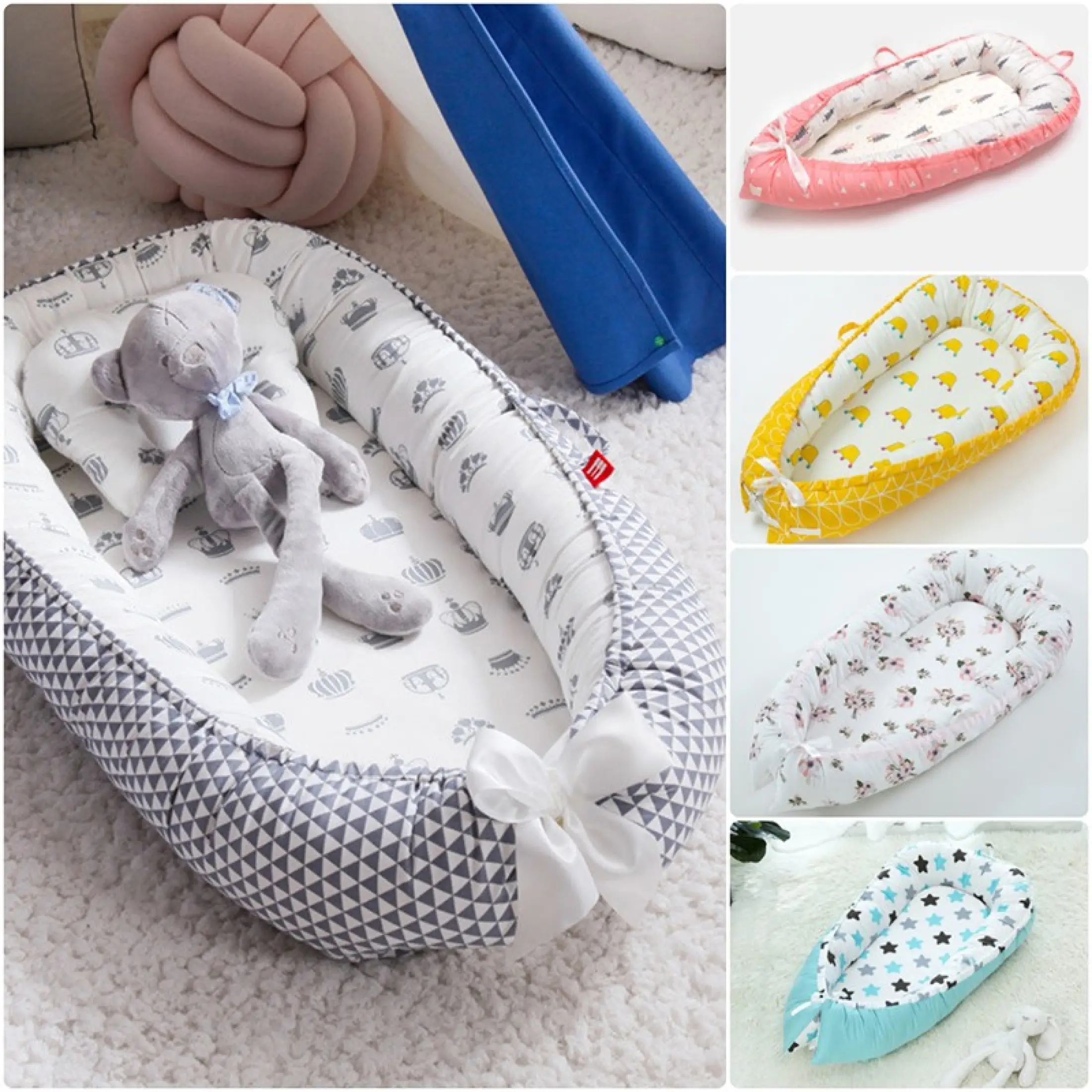 Kokepope Cotton Portable Crib Baby, Crib Headboard Cushion