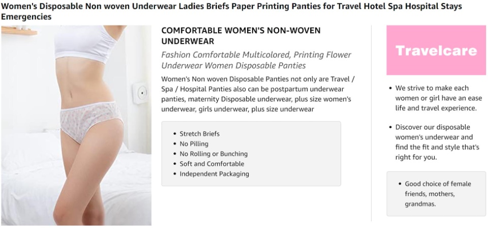Women's Disposable Nonwoven Underwear Ladies Briefs Paper Printing Panties  for Travel Hotel Spa Hospital Stays Emergencies : : Clothing