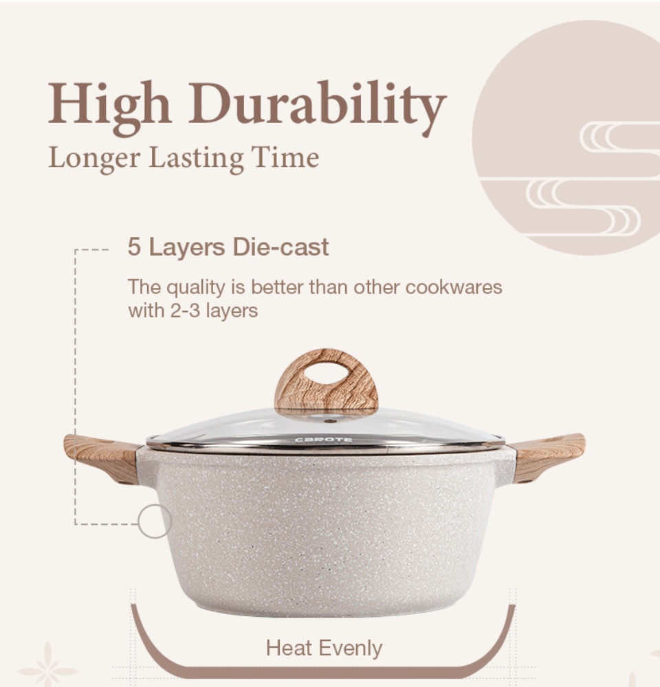 Buy CAROTE Non Stick Dutch Oven with lid, Nonstick Stock Pot Soup Pot,  Granite Cooking Pot, Casserole Dish with lid, Nonstick Cookware, PFOA  Free(4.3-Quart, WHITE GRANITE) Online at desertcartINDIA