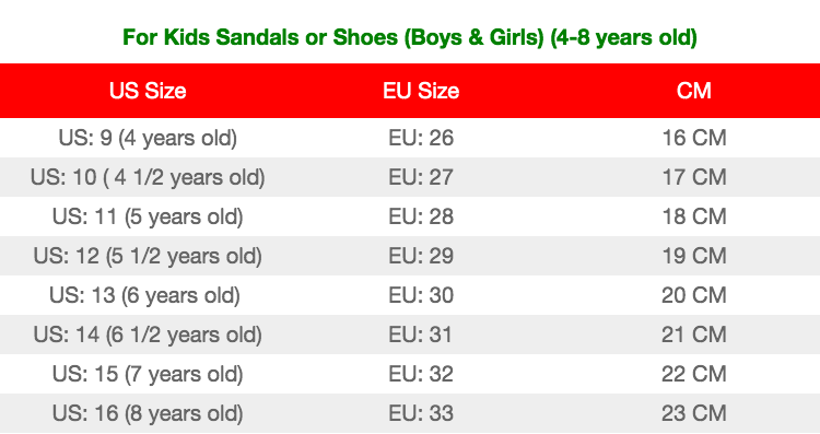 8 years old shoe size us