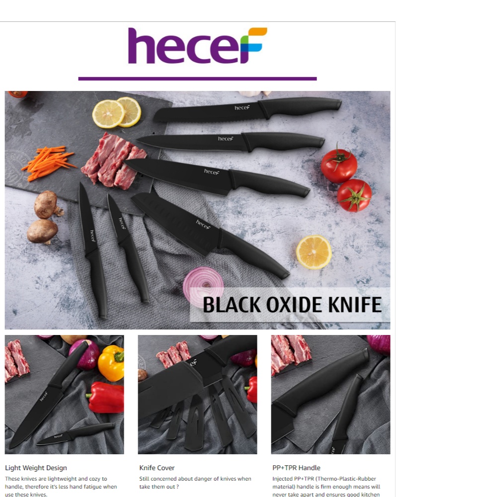 Hecef Steak Knives Set of 8, Serrated Sharp Blade Black Oxide Steak Kn –  Hecef Kitchen