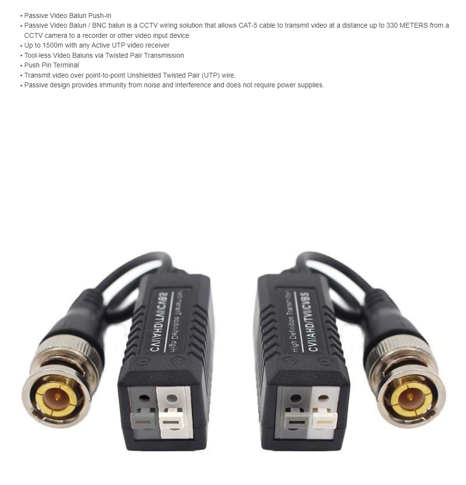 Video balun cctv hot sale via twisted pairs