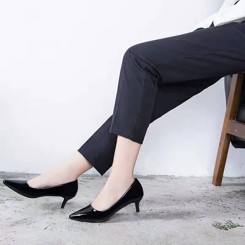 black work heels with strap