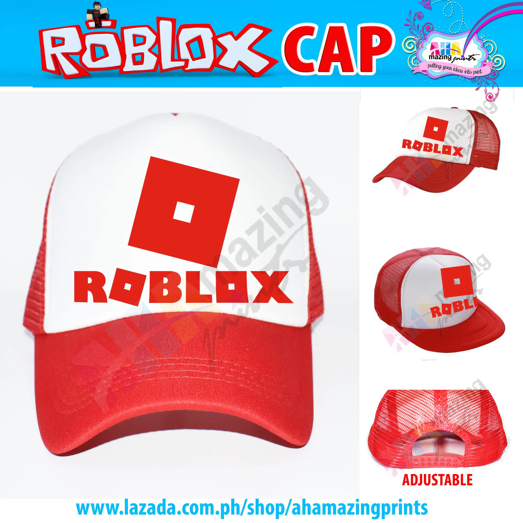 Roblox V4 Adjustable White Red Hat Cap Kids Fashion Top Boys And Girls Unisex Statement Casual Custom Children Wear Baby Cute Trending Viral Ootd High Quality Birthday Christmas Ninang Ninong Gift - red roblox hat