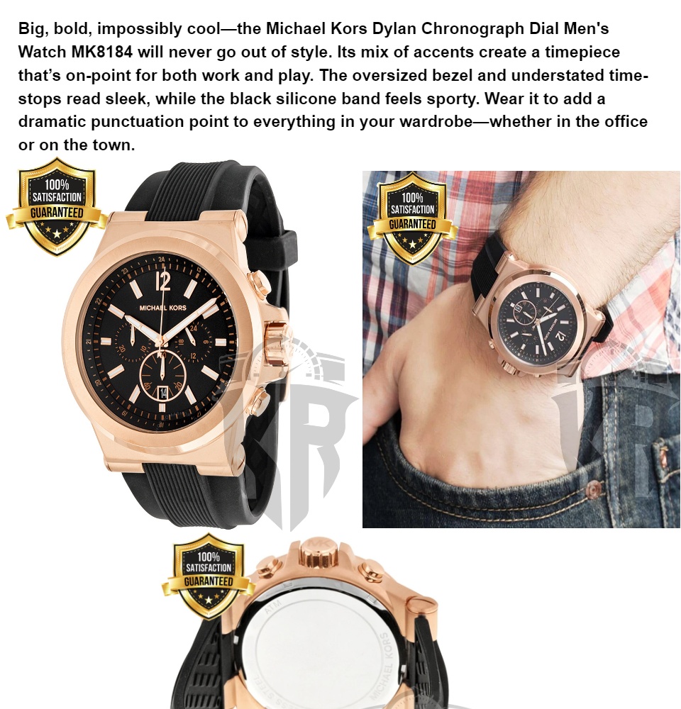 michael kors mk8184 oversized dylan silicone chronograph watch