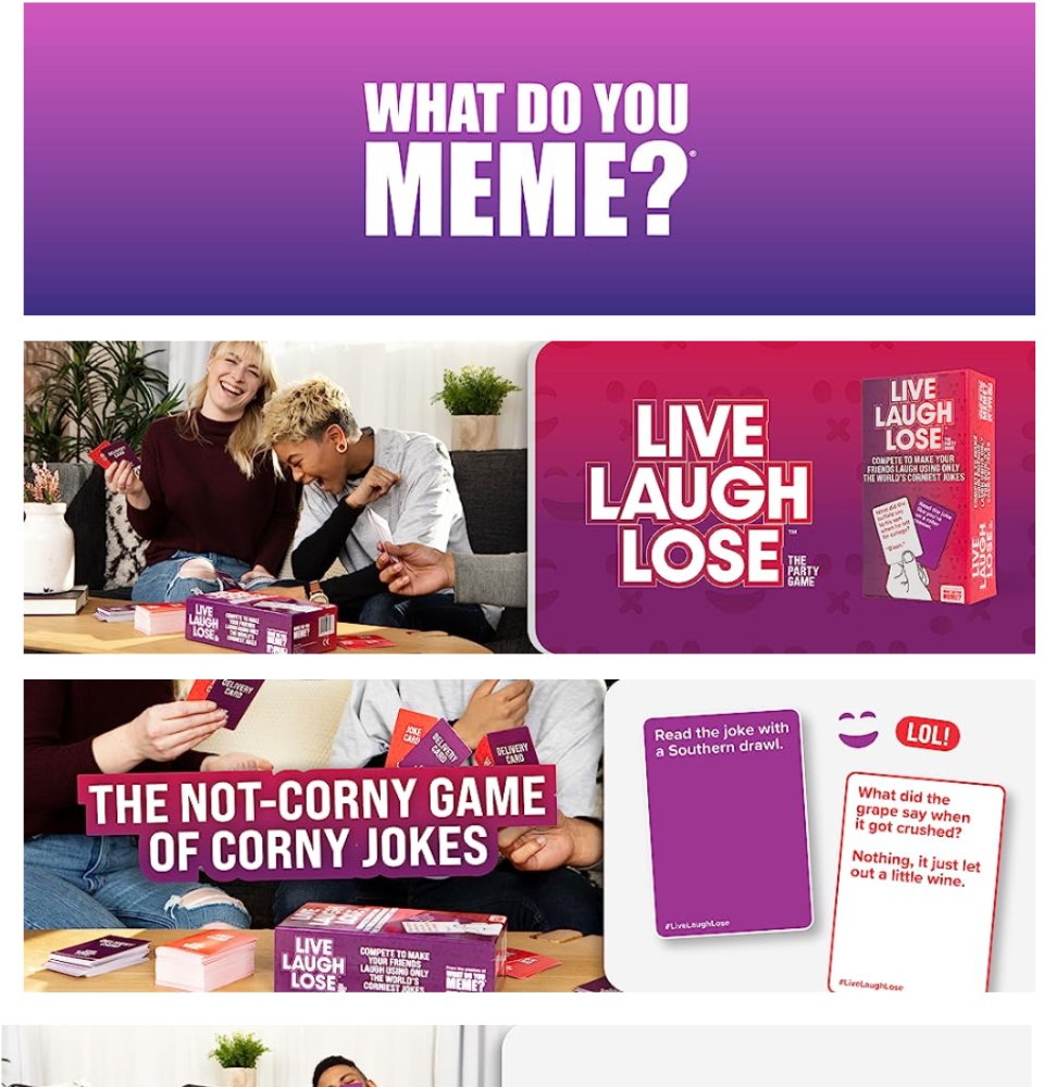  WHAT DO YOU MEME? Live Laugh Lose - The Party Game Where You  Compete to Make Corny Jokes Funny : Toys & Games