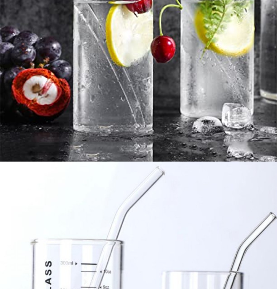 NETANY Drinking Glasses with Glass Straw 4pcs Set - Philippines