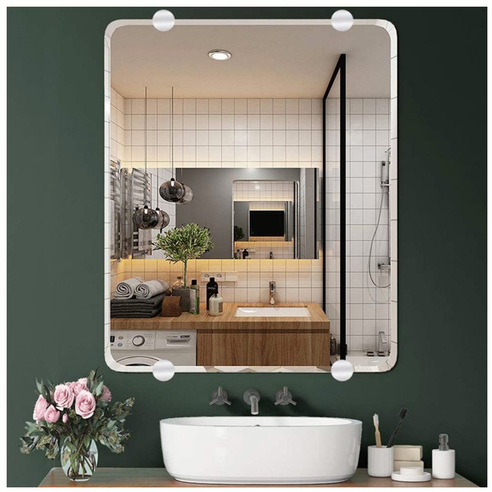 THESG-8Pcs Zinc Alloy Mirror Floating Glass Clip Set - Wall Mounted Mirrors Bracket Clip Bathroom Dresser Supporting Sheet Nail Fixed Fitting Black