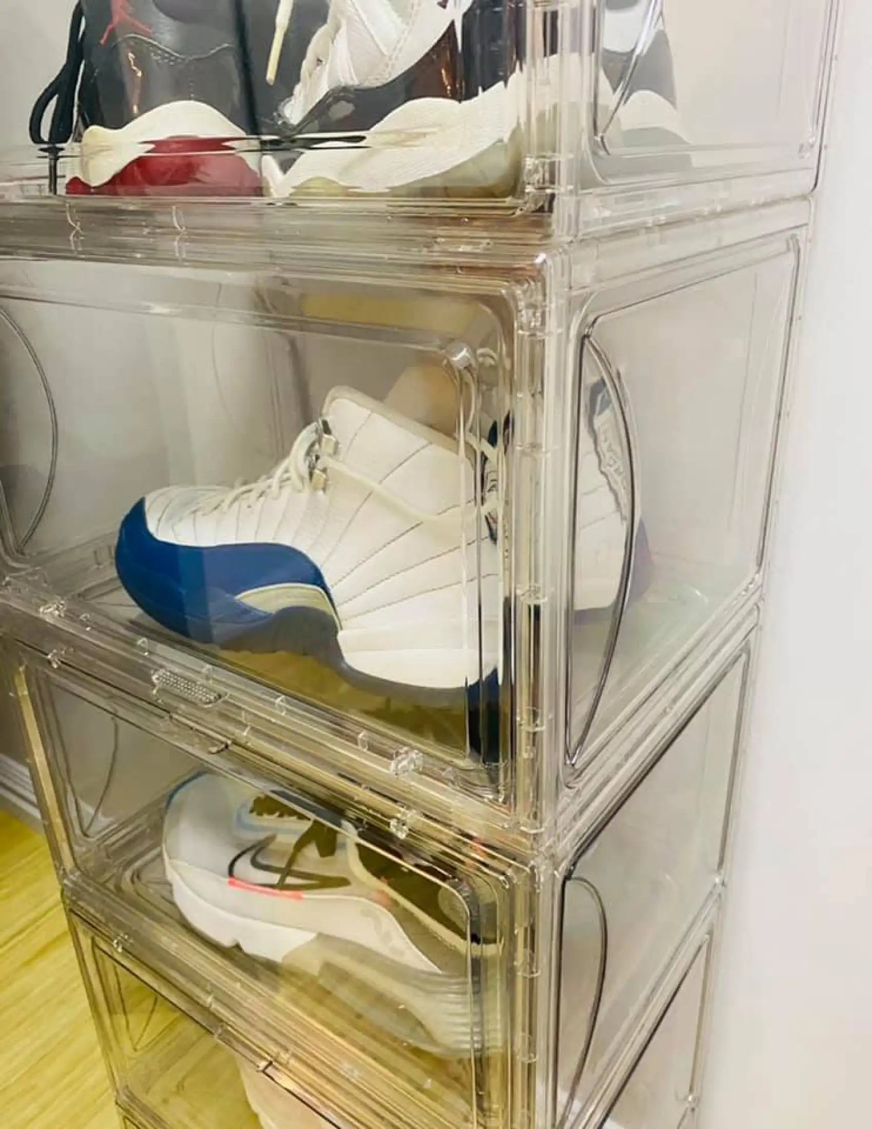 stackable clear shoe drawers on Buddy S Side Drop Acrylic Collapsible Shoe Box Acrylic And Clear Shoe Organizer Acrylic Display Shoe Storage Stackable Shoe Organizers Ultra Clear Acrylic Plastic Display Case For Closet Shelf Entryway