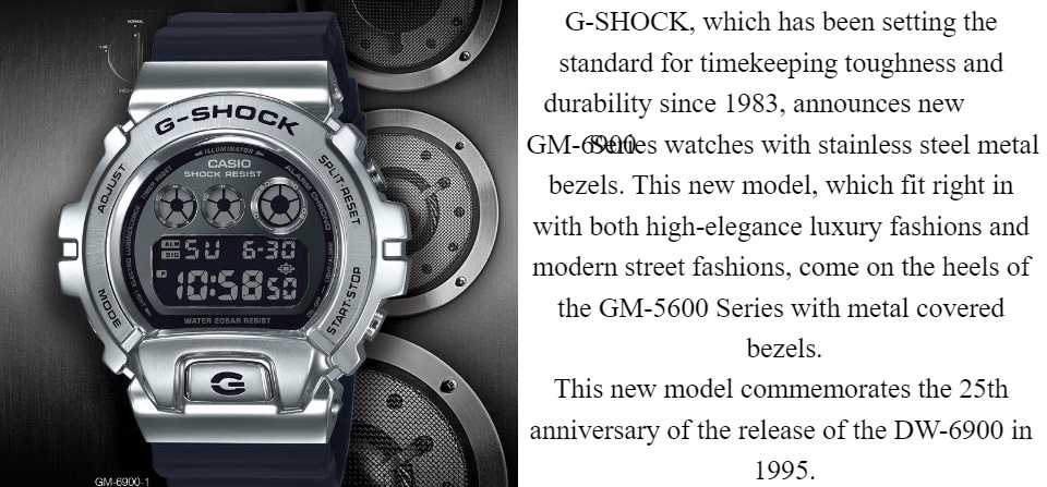 G-SHOCK GM-6900-1DR Digital Black Gold Mens Watch 25th