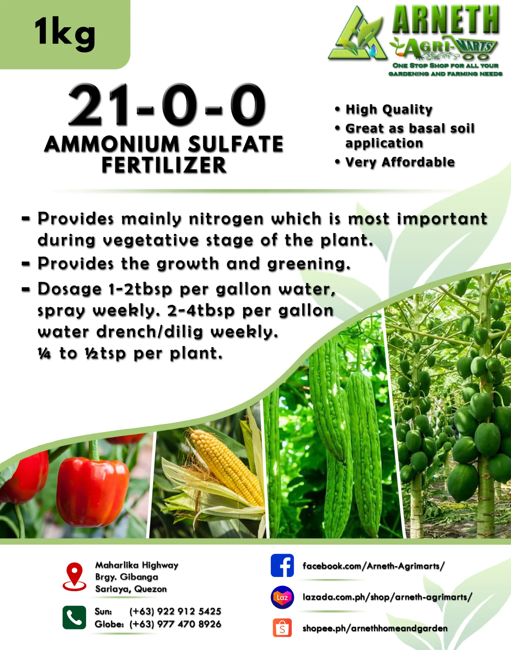 21 0 0 Ammonium Sulfate Fertilizer 1kg Lazada Ph