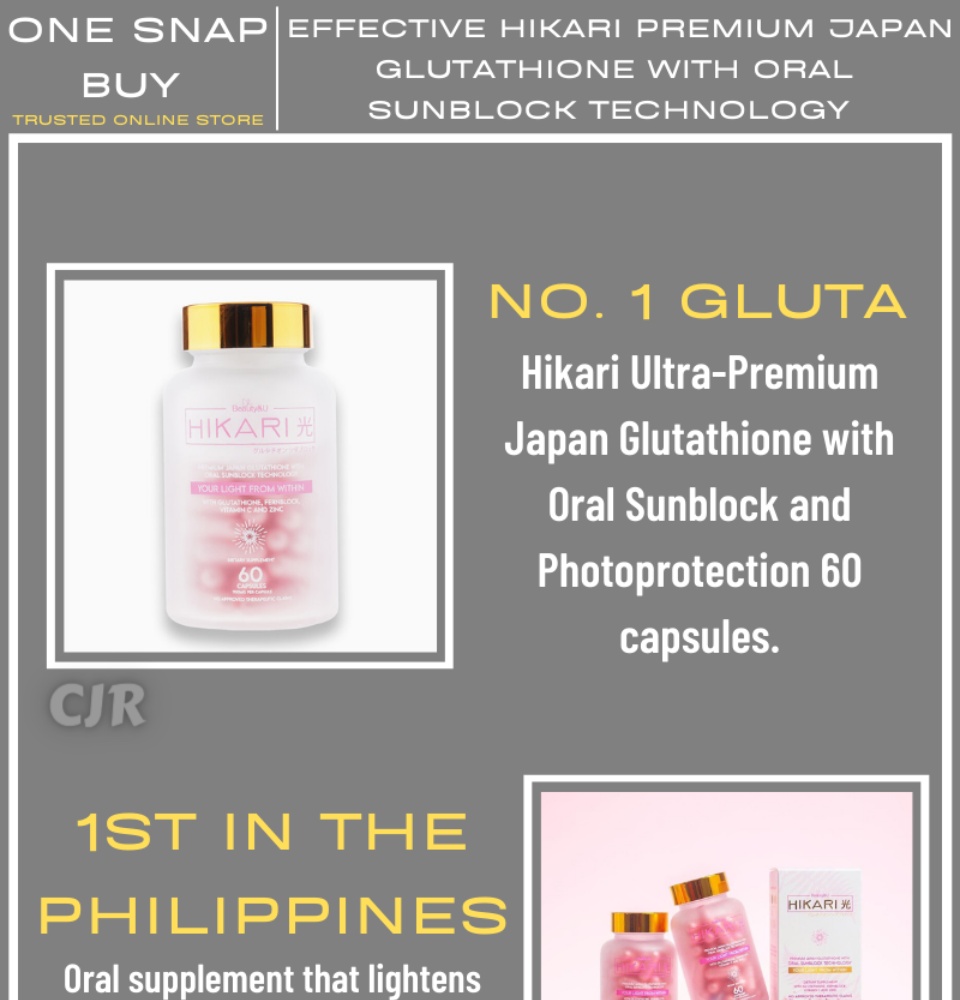 New Original and Effective Glutathione HIKARI Premium Japan Glutathione  with Oral Sunblock Technology 