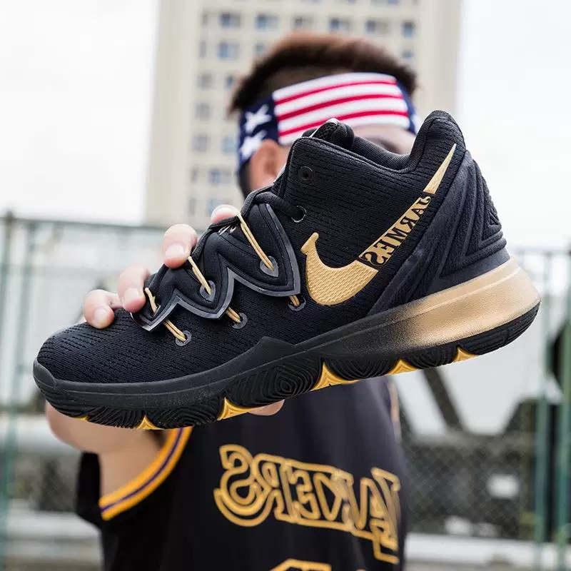 kyrie 5 black and gold