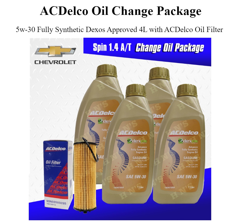 ACDelco 5W-30 Dexos 1 Fully Synthetic Engine Oil Package for Chevrolet  Sonic 1.4 A/T