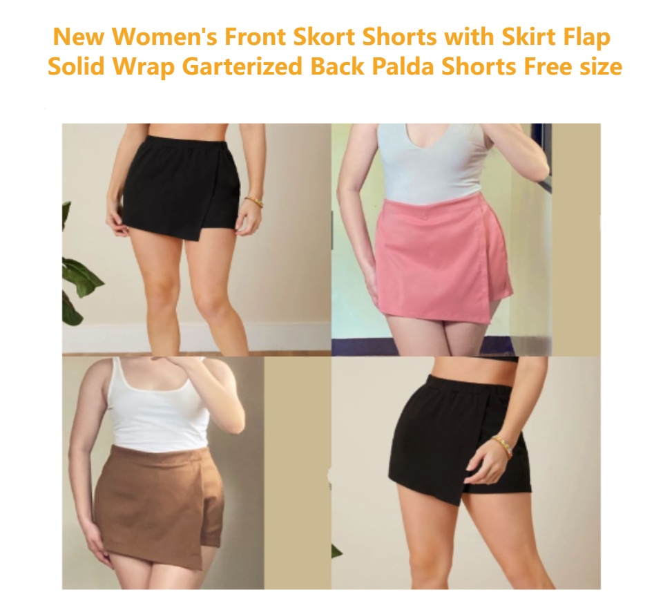 New Women's Front Skort Shorts with Skirt Flap Solid Wrap