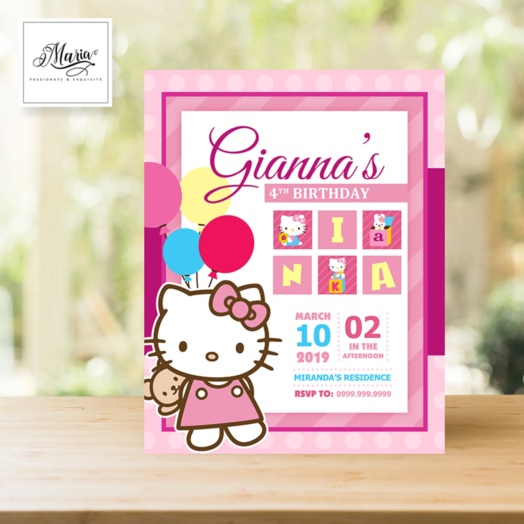 H E L L O Kitty Birthday Invitation Card Set Of 14 Personalised Invitation Cards Lazada Ph