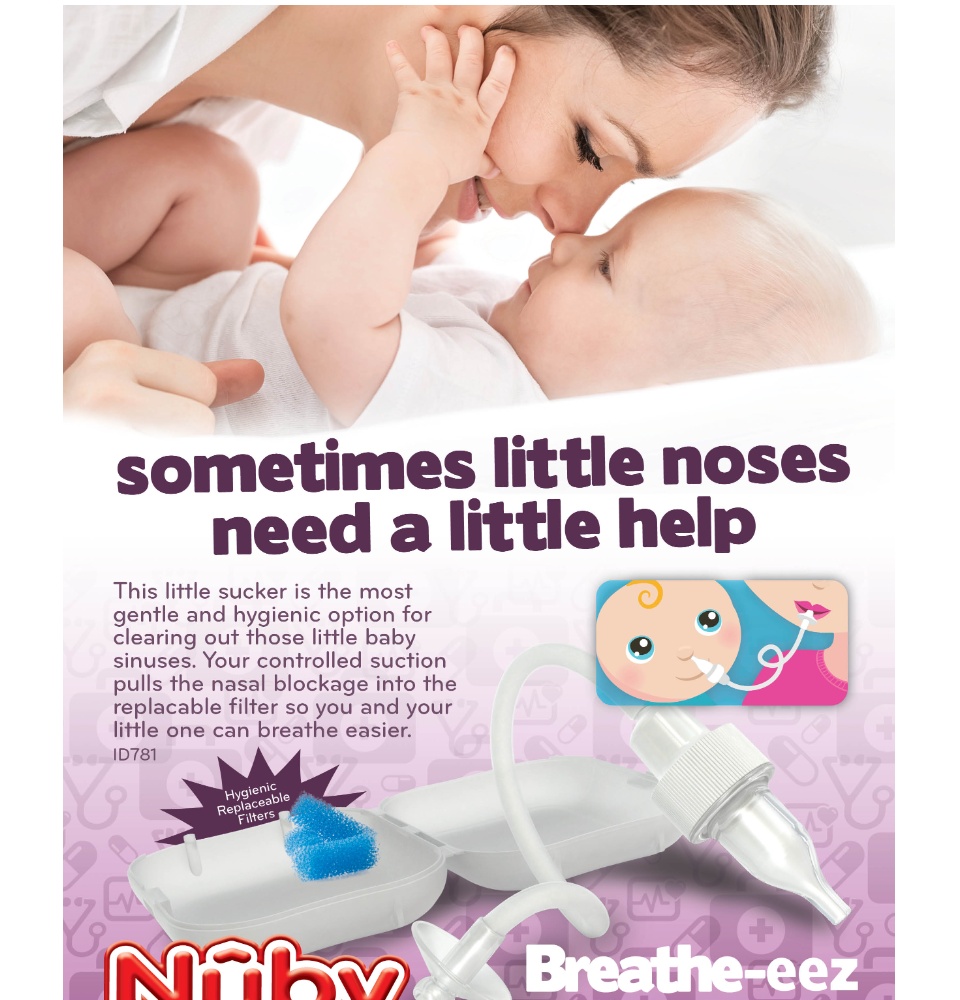 Nûby SA - Nuby's Breathe-eez Nasal Aspirator protects your baby's health by  providing quick and gentle relief from nasal congestion caused by colds,  flu and allergies. The paediatrician-recommended method of mucus removal