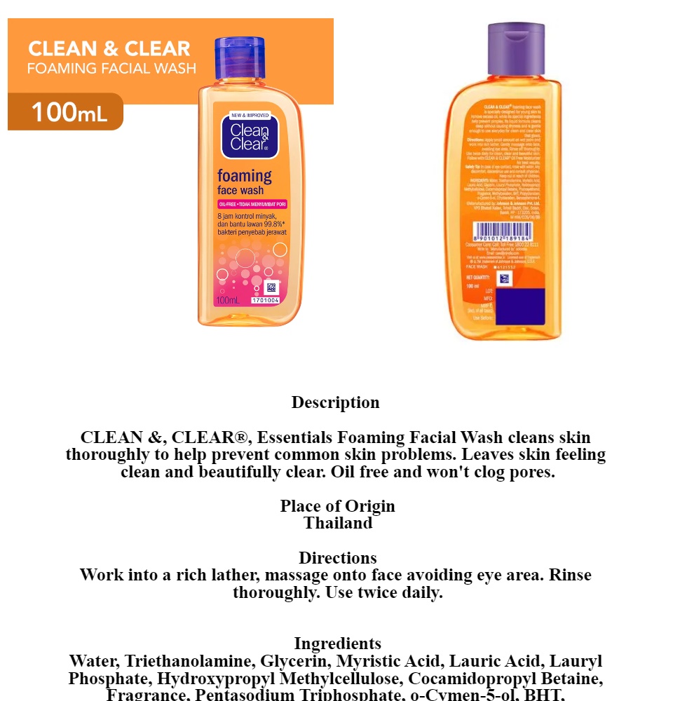 Clean and Clear Foaming Facial Wash 100ML