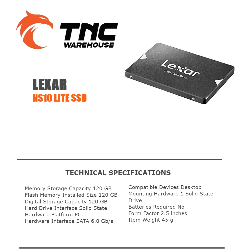 Lexar NS10 Lite 120GB SSD Yrs Warranty Lazada PH