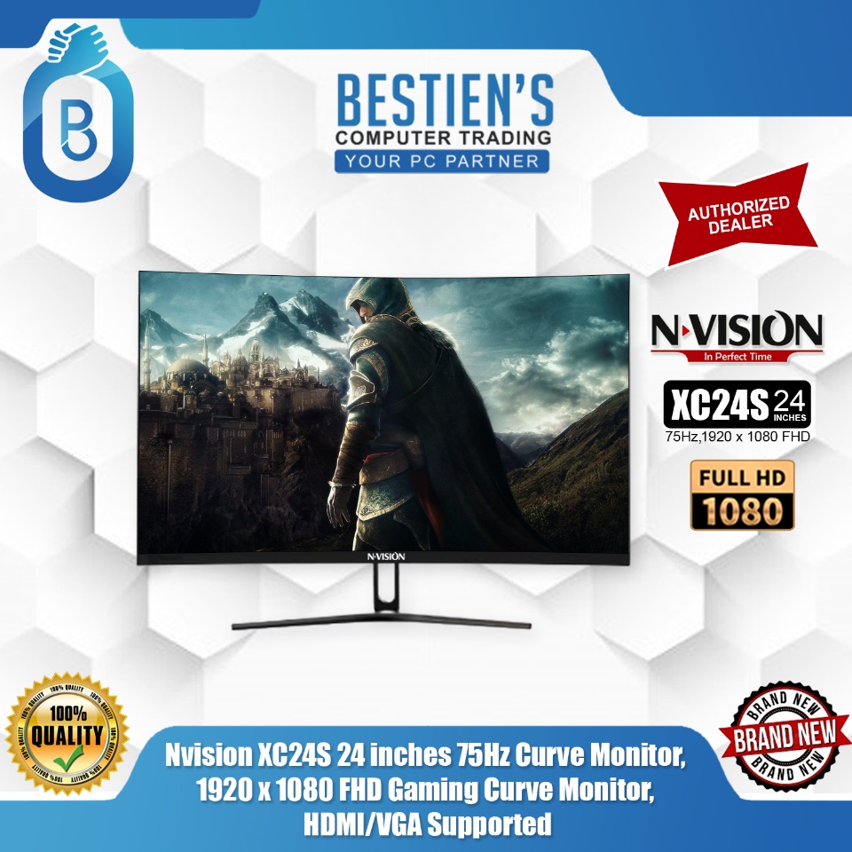 Nvision XC24S 24 inches 75Hz Curve Monitor, 1920 x 1080 FHD Gaming Curve  Monitor, HDMI/VGA Supported | Lazada PH